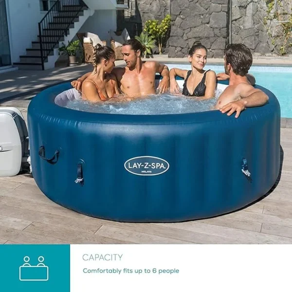 Lay-Z-Spa Milan Airjet Plus Inflatable Hot Tub, 6 Person