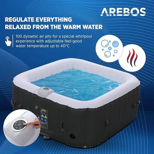 Arebos Whirlpool Florence square Inflatable hot tub