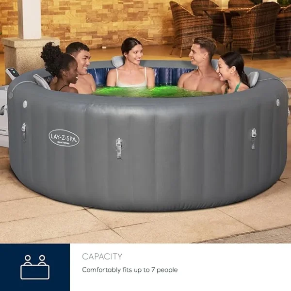 Lay-Z-Spa Santorini Pro 5-7 Person Inflatable Hot Tub, Grey