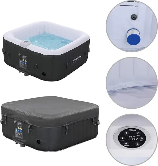 Arebos Whirlpool Florence square Inflatable hot tub